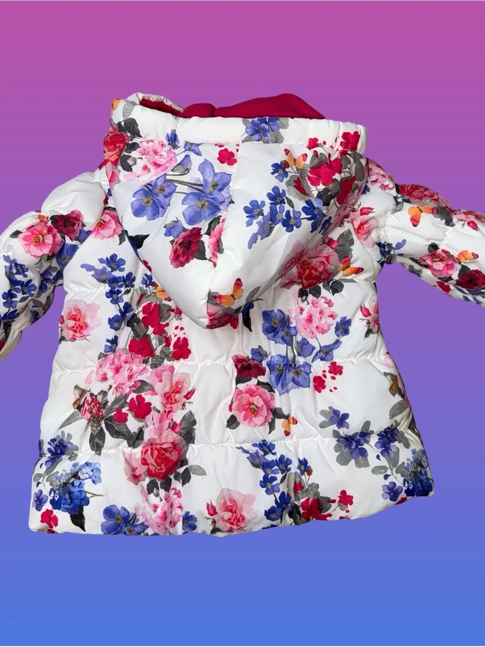 Rothschild Girls Floral Hooded Puffer Jacket Fleece Lining 6/9 Months